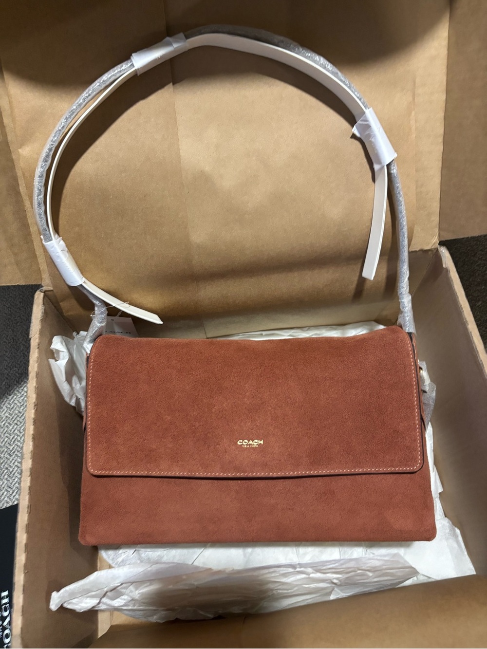 Coach Chelsea 30 Suede Clay / brass NWT - Picture 9 of 10